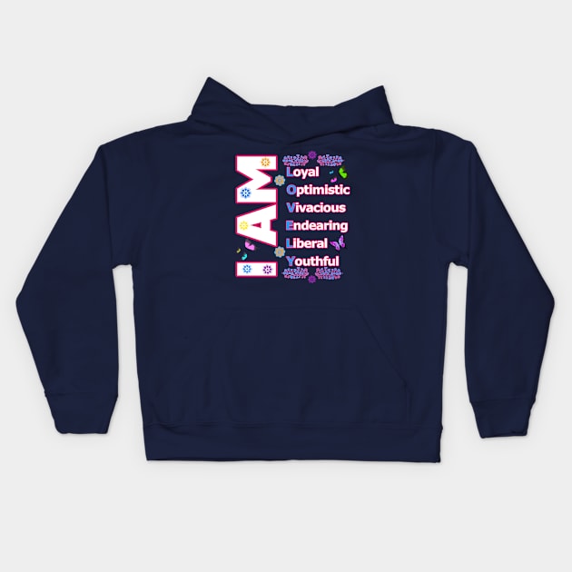 I Am LOVELY - Self love Motivation Kids Hoodie by PraiseArts 